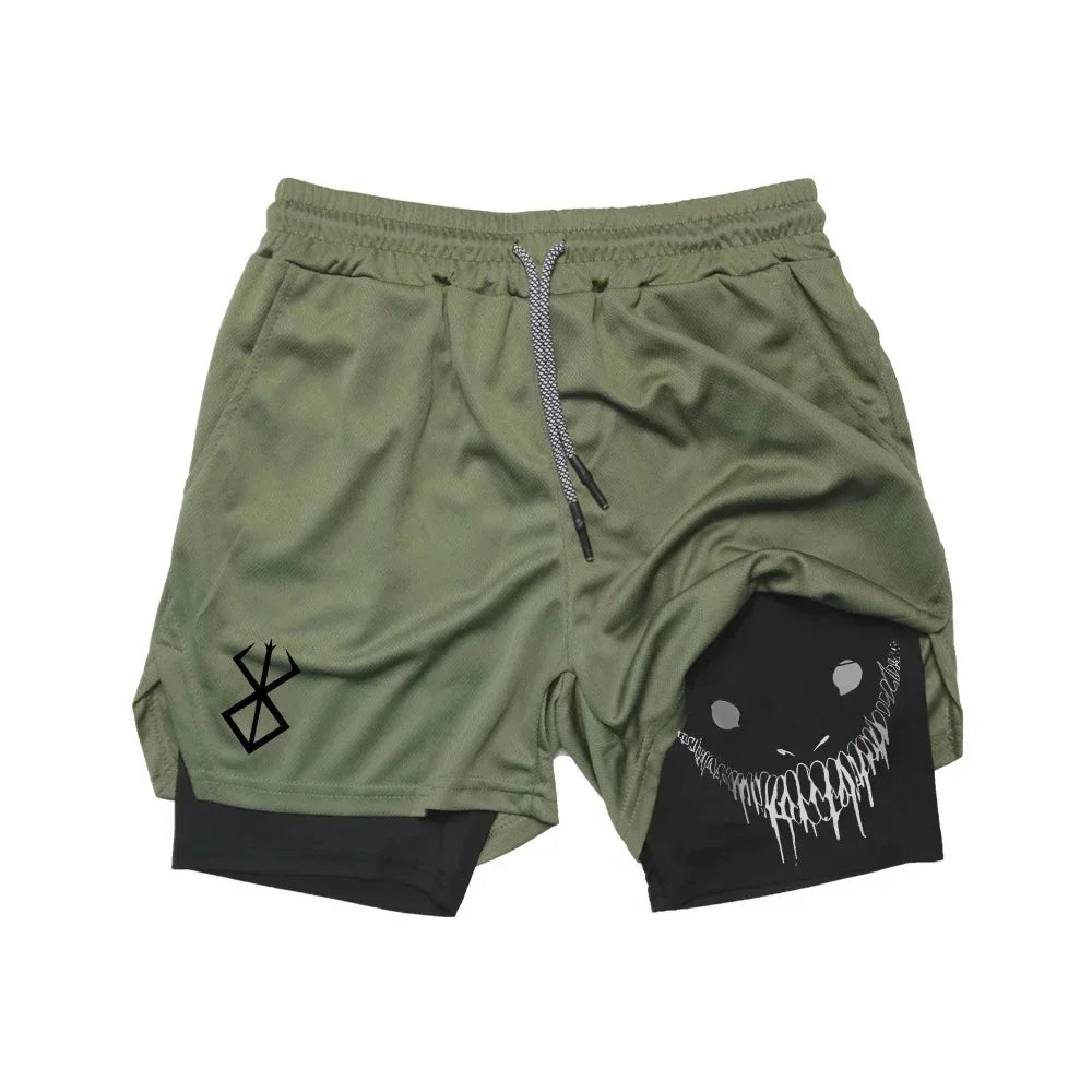 Men’s 2-in-1 Running Shorts Quick Dry Gym Workout