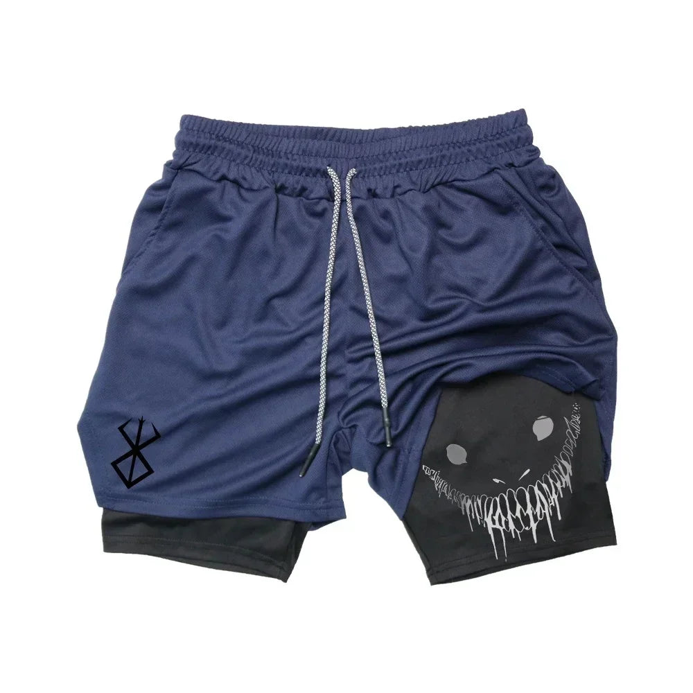 Men’s 2-in-1 Running Shorts Quick Dry Gym Workout